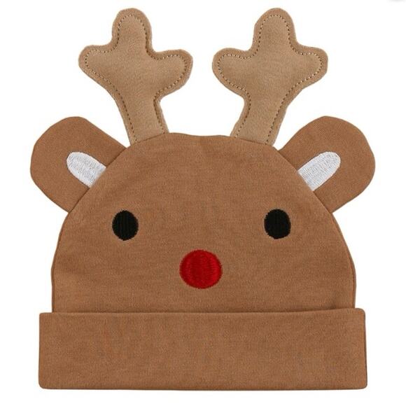 Parent's Choice Brown Reindeer Xmas Swaddle Set, Swaddle Baby Blanket and Beanie - Picture 4 of 8